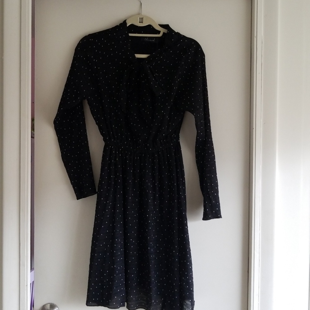 SJP style vintage retro feel tie polka dot dress